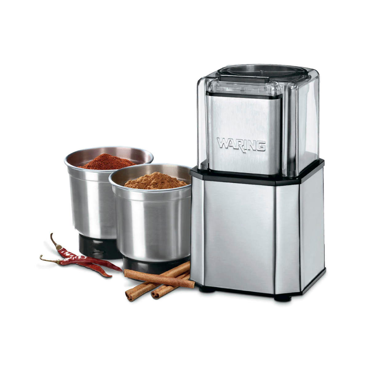 WSG30 - 1.5-Cup Commercial Heavy-Duty Spice Grinder w/ 3 Stainless Steel Cutter Bowl and Storage Lids by Waring Commercial