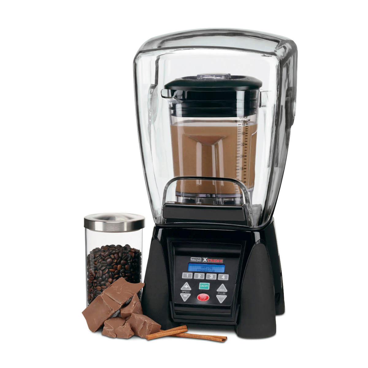 MX1500XTXP Heavy-Duty Reprogrammable Blender with Sound Enclosure & Stackable 48 oz Copolyester Jar by Waring Commercial