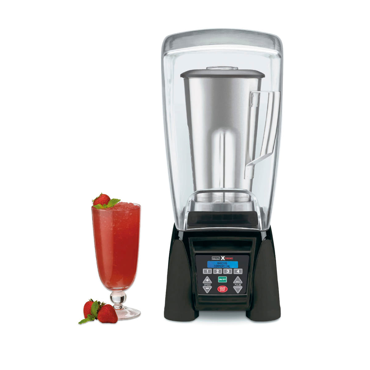 MX1500XTS Heavy-Duty Reprogrammable Blender with Sound Enclosure & 64 oz Stainless Steel Jar by Waring Commercial