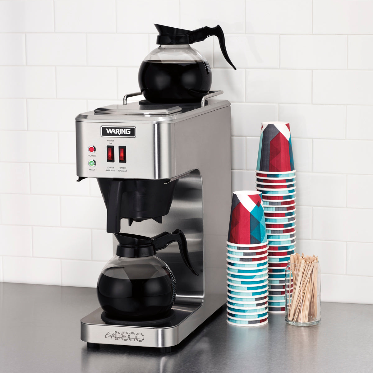 WCM50 "Café Deco" Pour-Over Coffee Brewer with Two Warmers by Waring Commercial