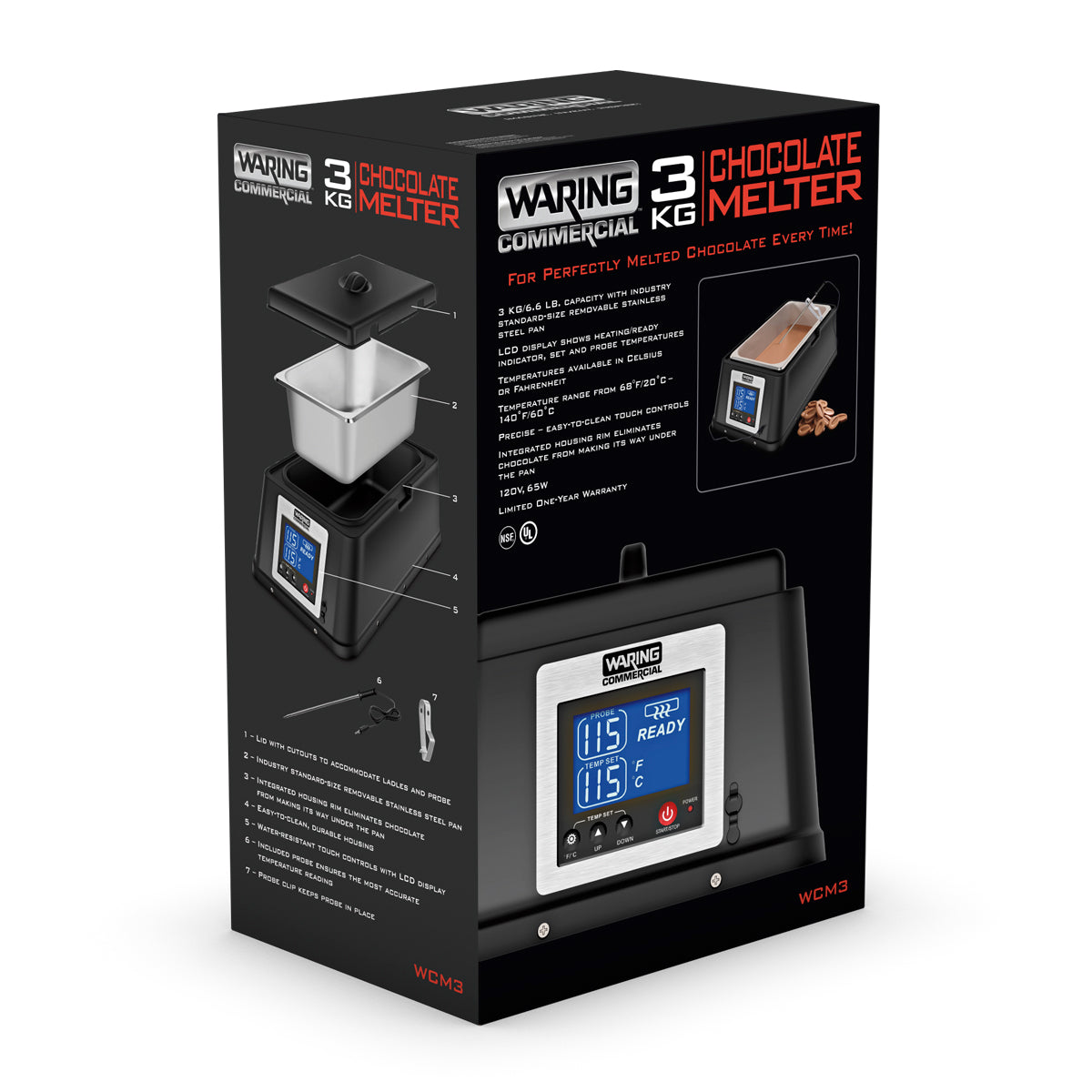 WCM3 3kg Chocolate Melter with Temperature Probe by Waring Commercial