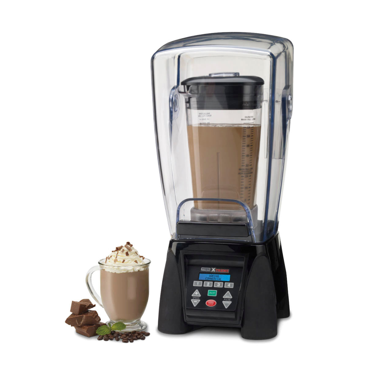 MX1500XTX Heavy-Duty Reprogrammable Blender with Sound Enclosure & "The Raptor" 64 oz Copolyester Jar by Waring Commercial