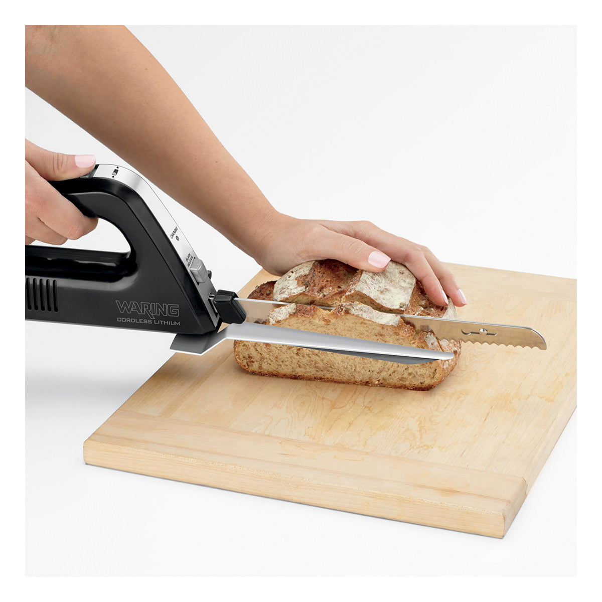 WEK200 Wireless Rechargeable Lithium Electric Knife with Bread & Carving Blades by Waring Commercial