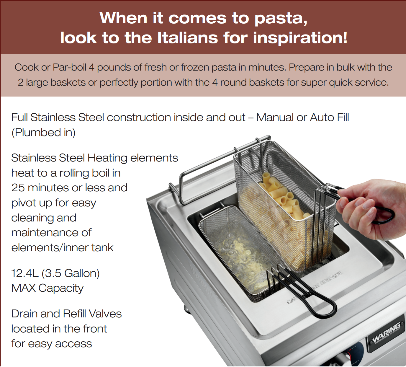 WPC100 Commercial Pasta Cooker by Waring Commercial